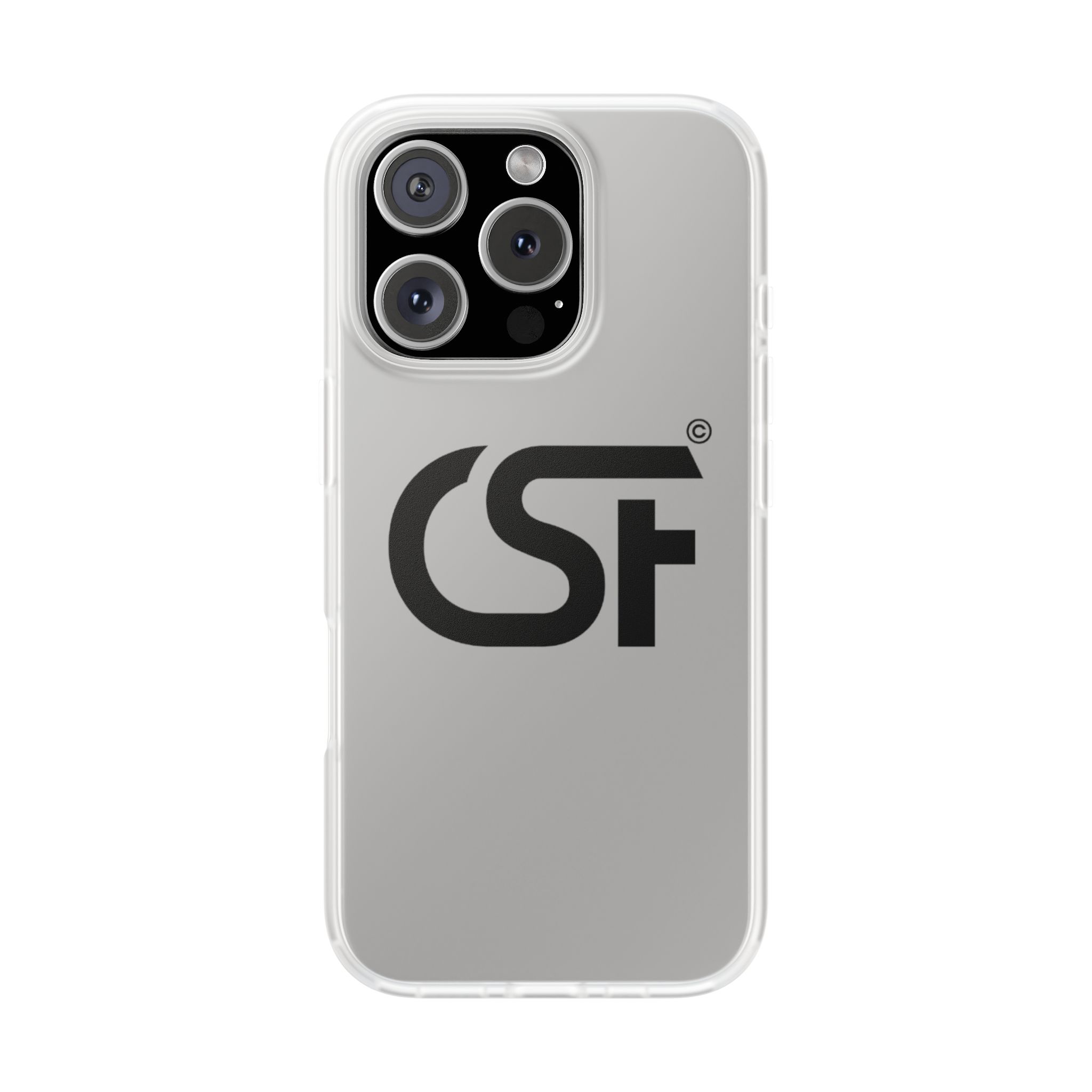 Clear Flexi Phone Case with Bold CSf Logo — Slim Protective iPhone Cover