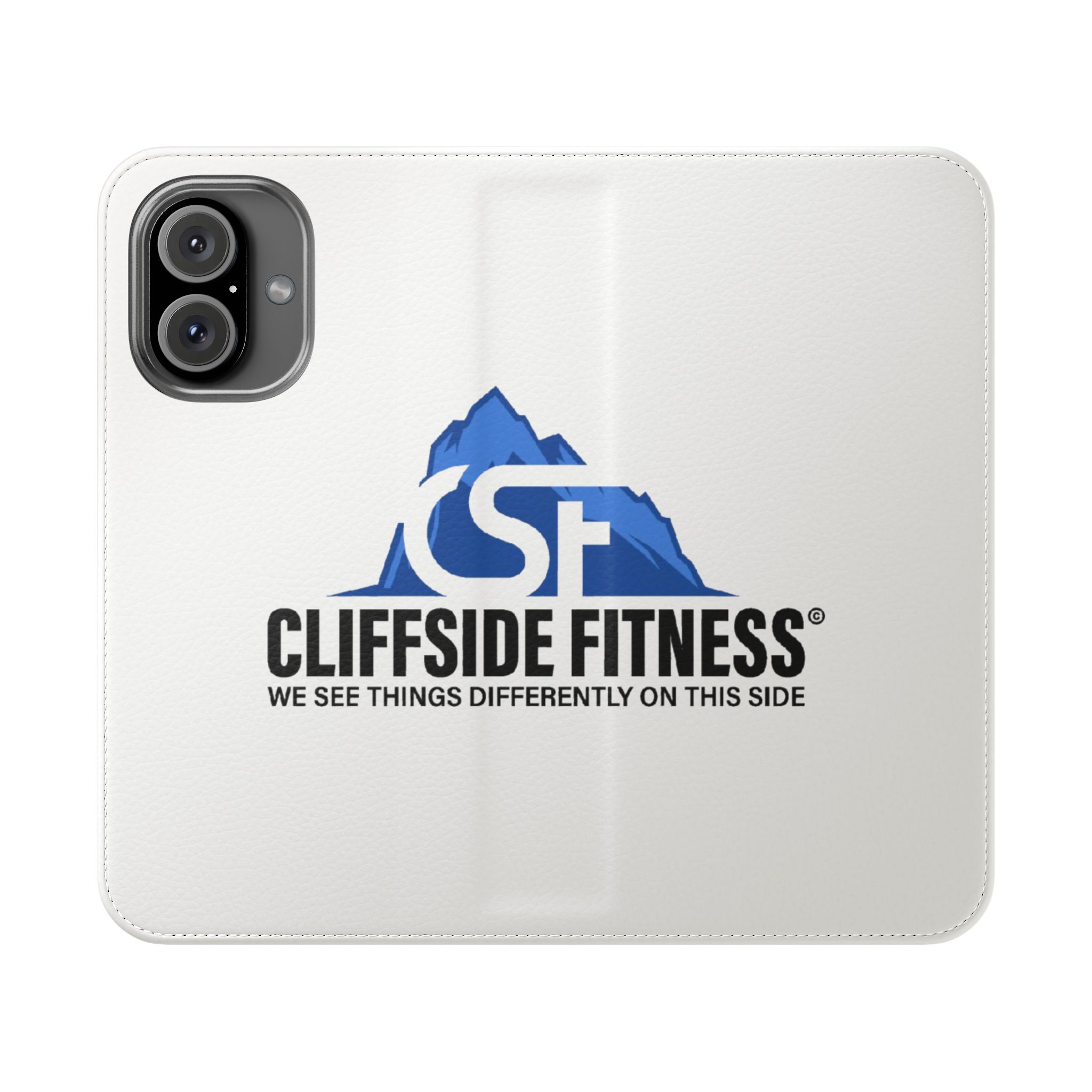 Flip Case Phone Wallet — Cliffside Fitness Logo "We See Things Differently On This Side"