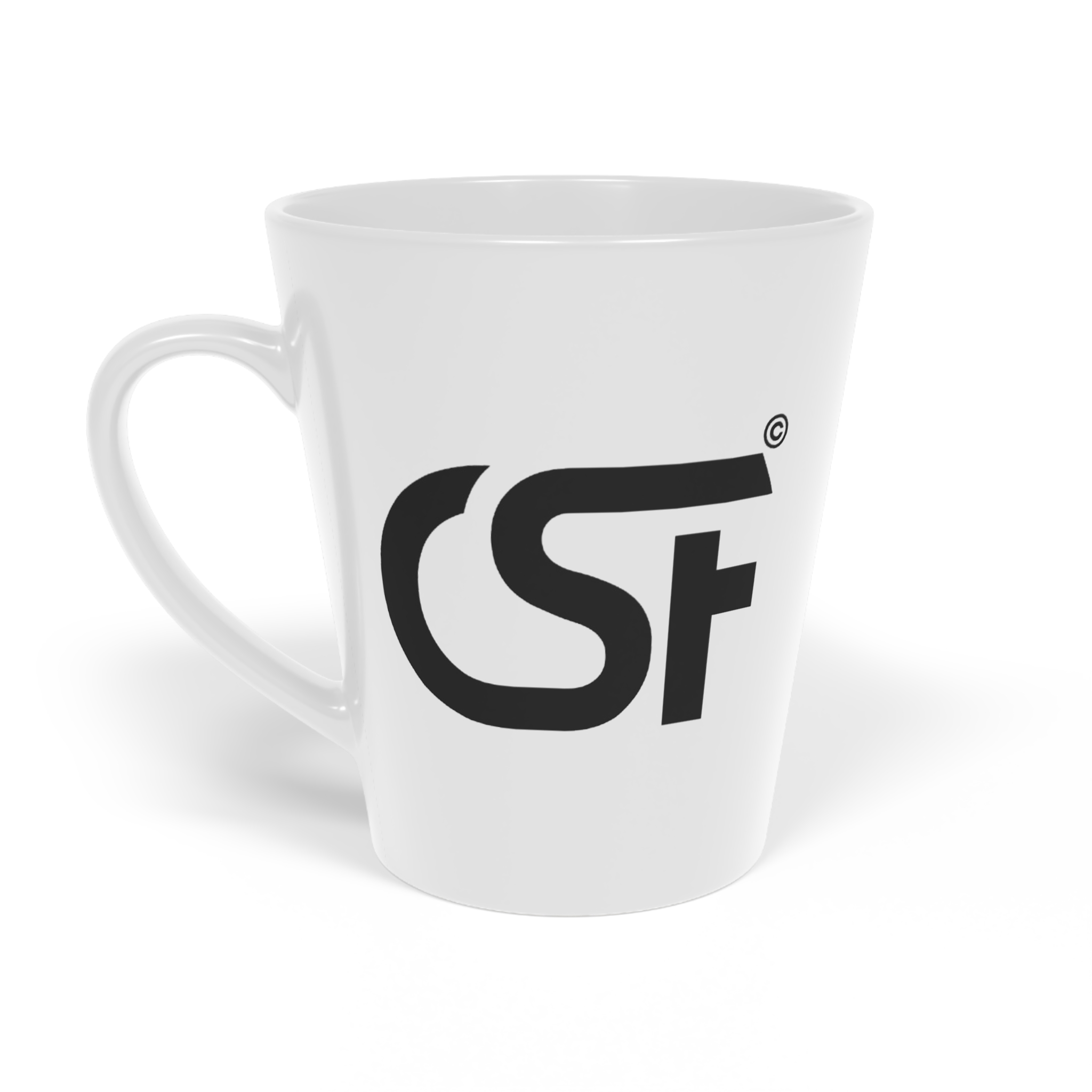 12oz Latte Mug — Minimal Black Logo Coffee Cup