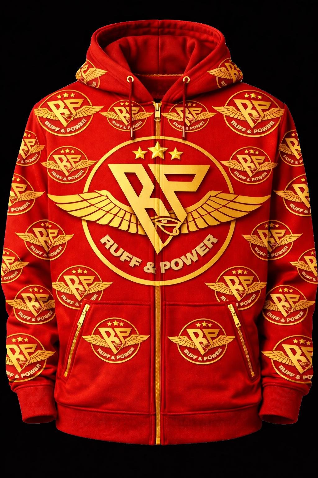 Red Ruff Ruff Red Hoodies Ruff & Power (Big Logo & Mosaique) – Doggy Ruff LLC