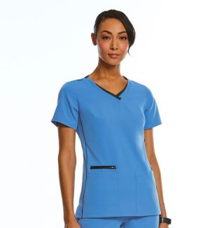 Women’s Sporty Contrast Double V-Neck Top