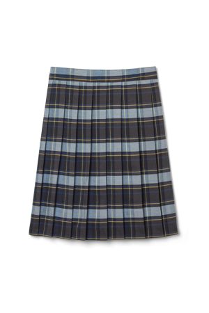 At The Knee Plaid Pleated Skirt